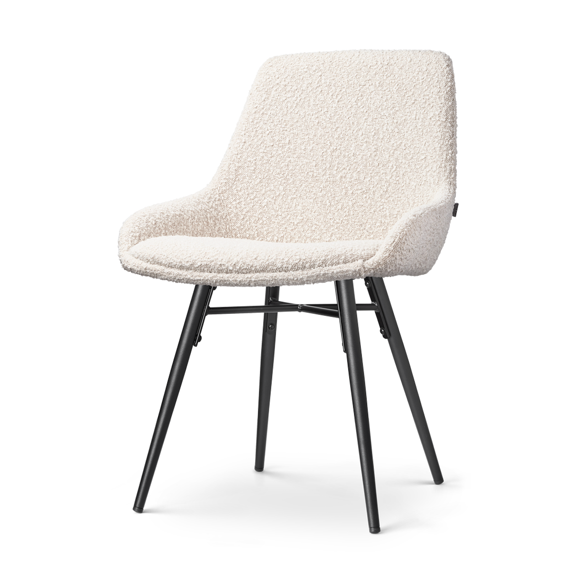 Nena-Isa eetkamerstoel bouclé beige - zwart houten onderstel