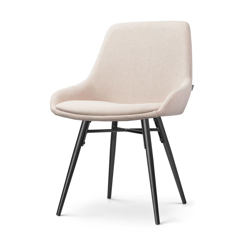Nena-Isa eetkamerstoel beige - zwart houten onderstel