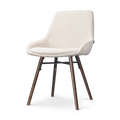 Nena-Isa eetkamerstoel bouclé beige - walnoot houten onderstel