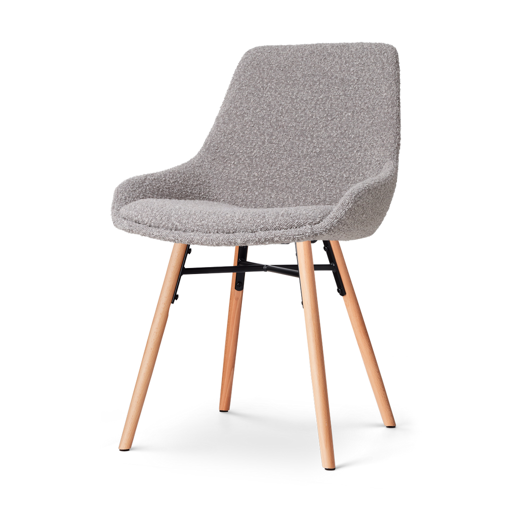 Nena-Isa eetkamerstoel bouclé taupe - houten onderstel