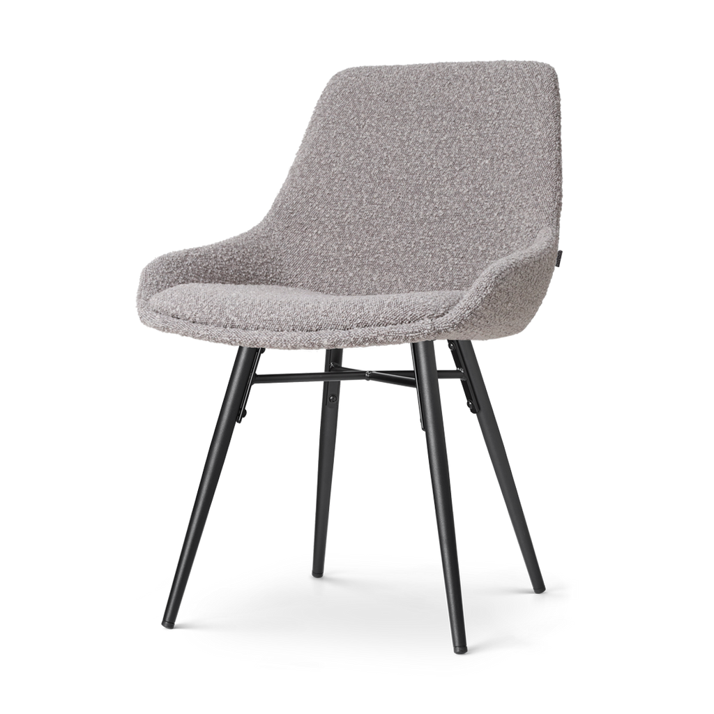 Nena-Isa eetkamerstoel bouclé taupe - zwart houten onderstel