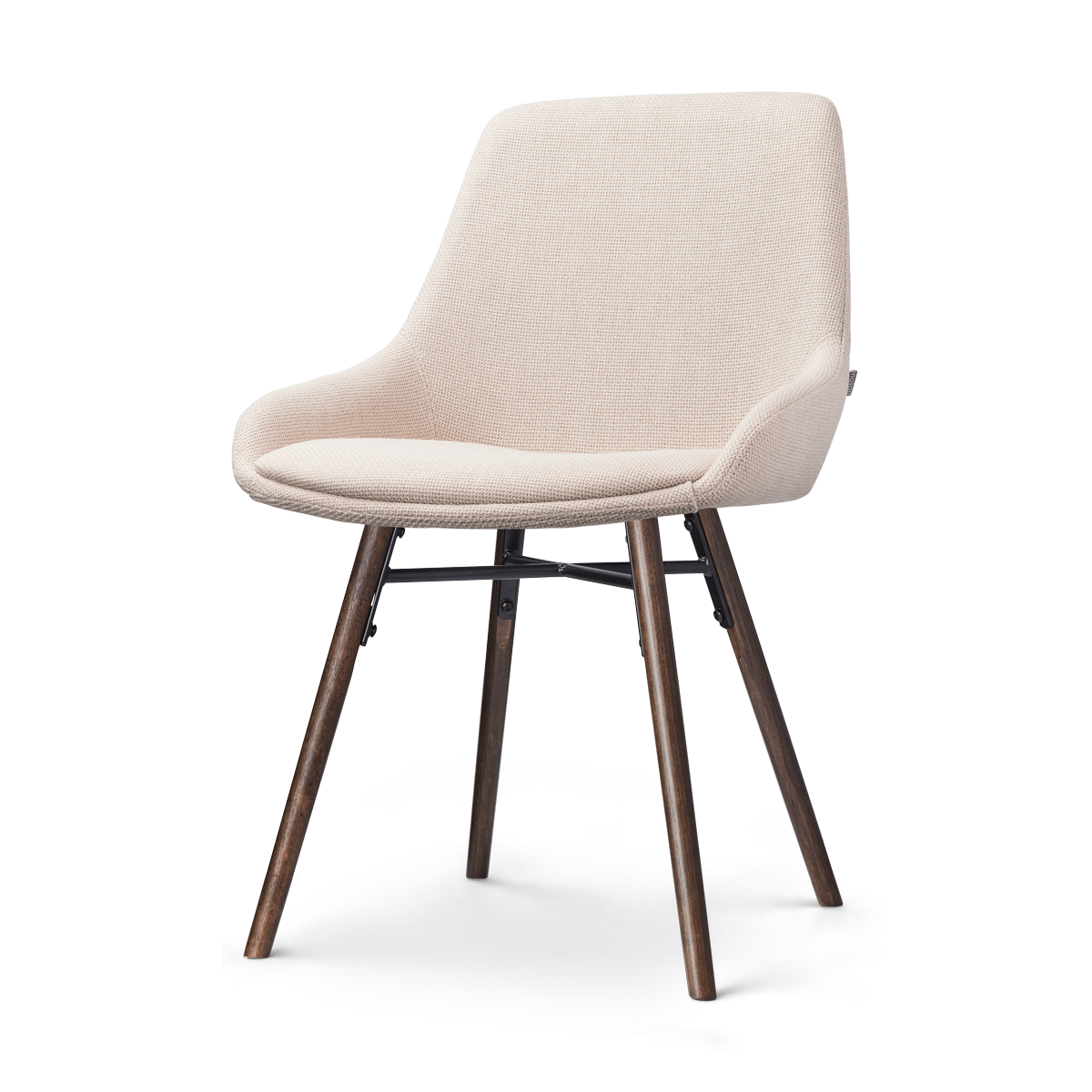 Nena-Isa eetkamerstoel beige - walnoot houten onderstel