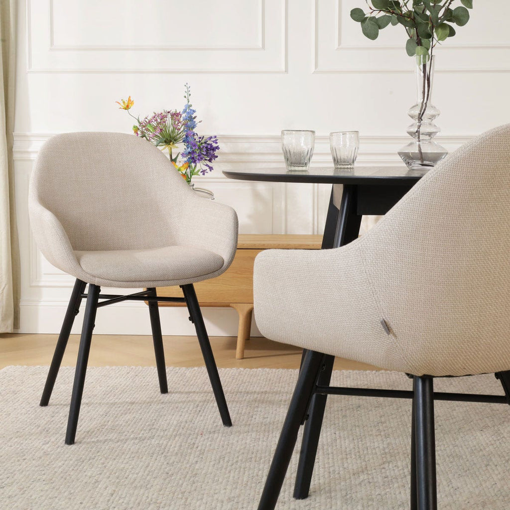 Nena-Mae eetkamerstoel beige - zwart houten onderstel