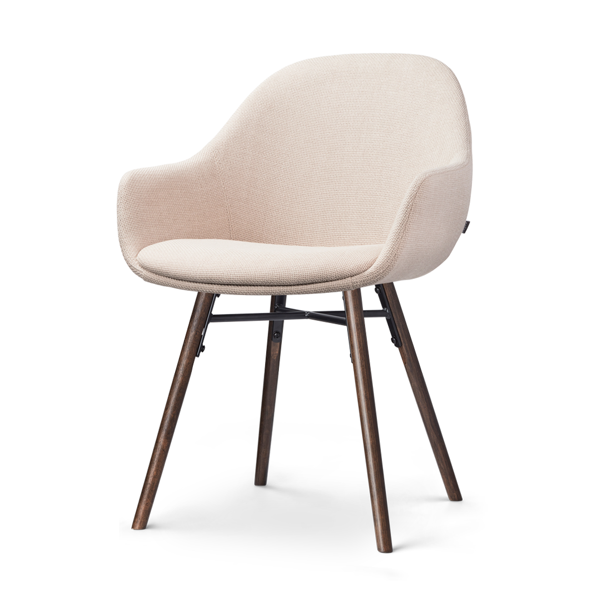 Nena-Mae eetkamerstoel beige - walnoot houten onderstel