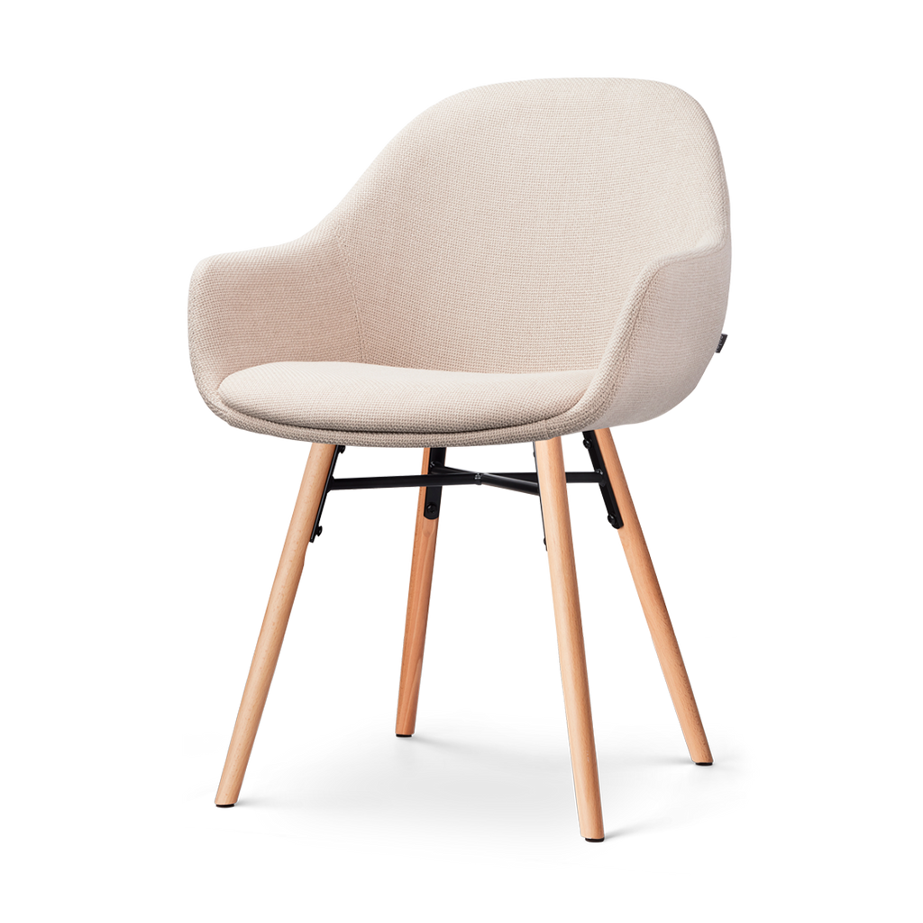 Nena-Mae eetkamerstoel beige - houten onderstel