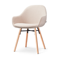 Nena-Mae eetkamerstoel beige - houten onderstel