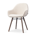 Nena-Mae eetkamerstoel bouclé beige - walnoot houten onderstel