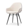 Nena-Mae eetkamerstoel bouclé beige - zwart houten onderstel
