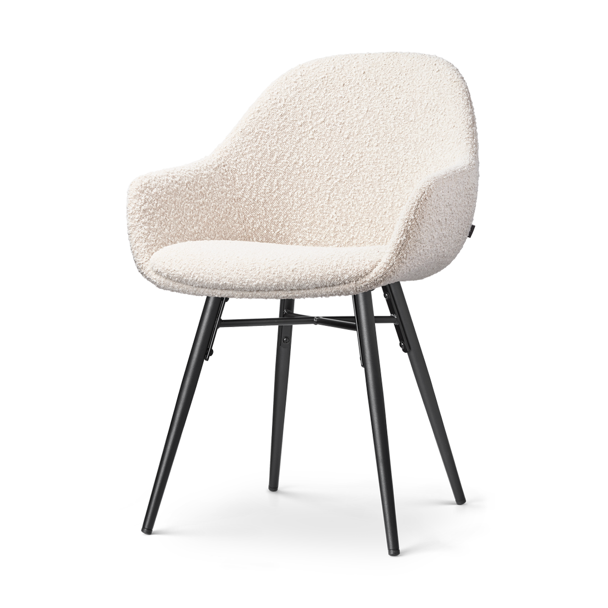 Nena-Mae eetkamerstoel bouclé beige - zwart houten onderstel
