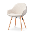 Nena-Mae eetkamerstoel bouclé beige - houten onderstel
