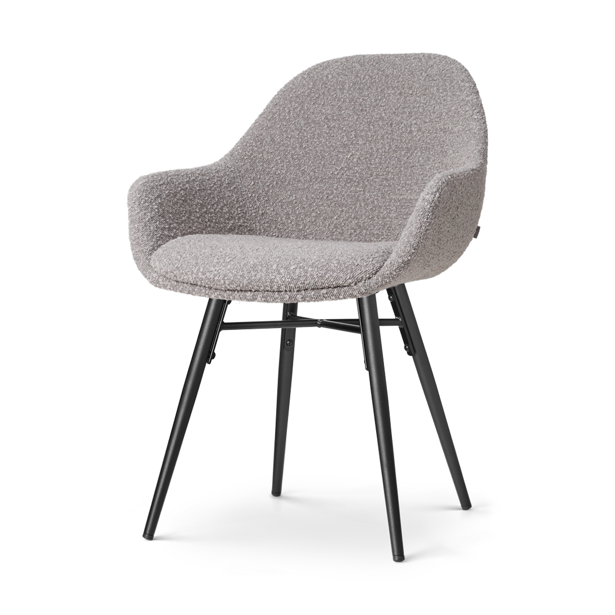 Nena-Mae eetkamerstoel bouclé taupe - zwart houten onderstel