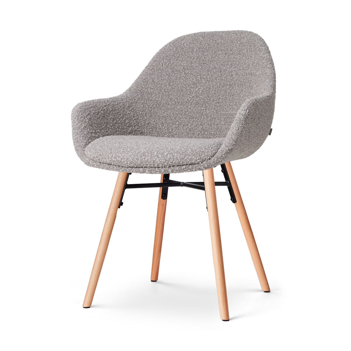 Nena-Mae eetkamerstoel bouclé taupe - houten onderstel
