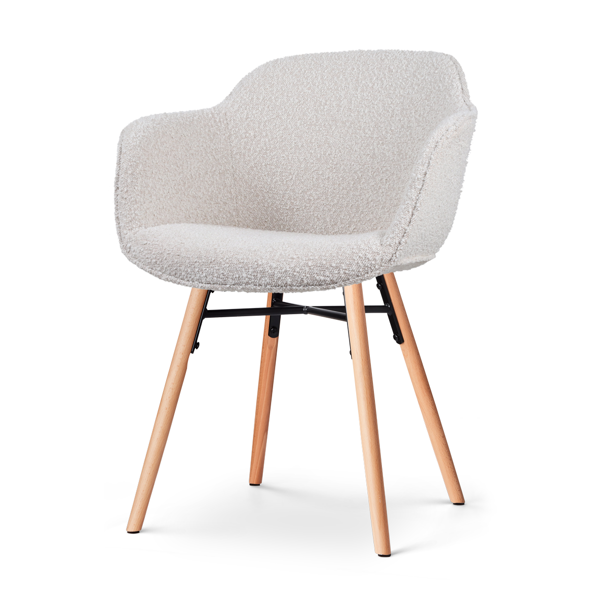 Nena-Mare eetkamerstoel bouclé beige - houten onderstel