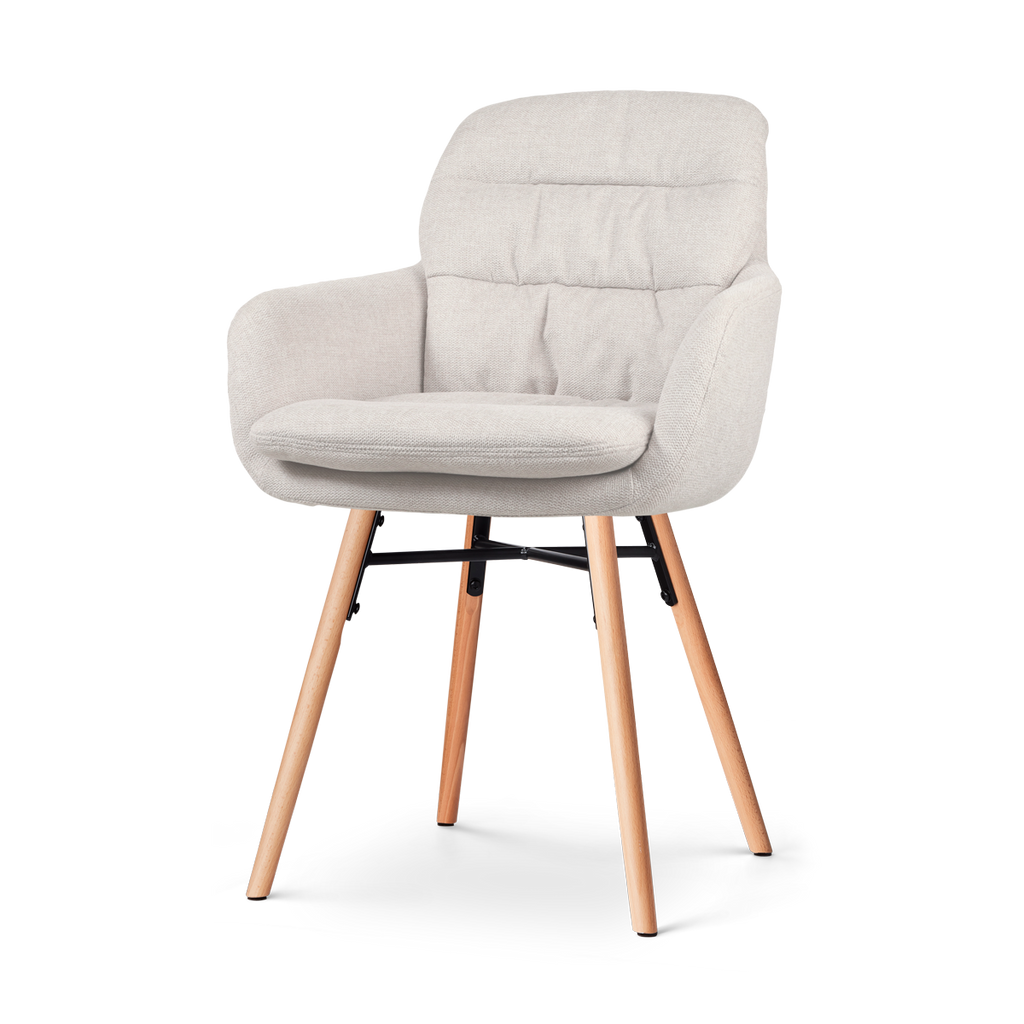 Nena-Mia eetkamerstoel beige - houten onderstel