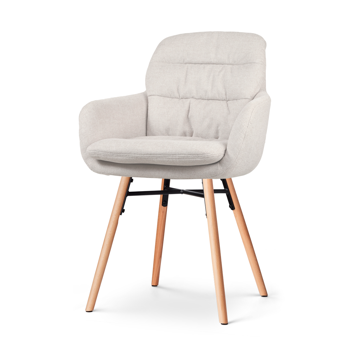 Nena-Mia eetkamerstoel beige - houten onderstel