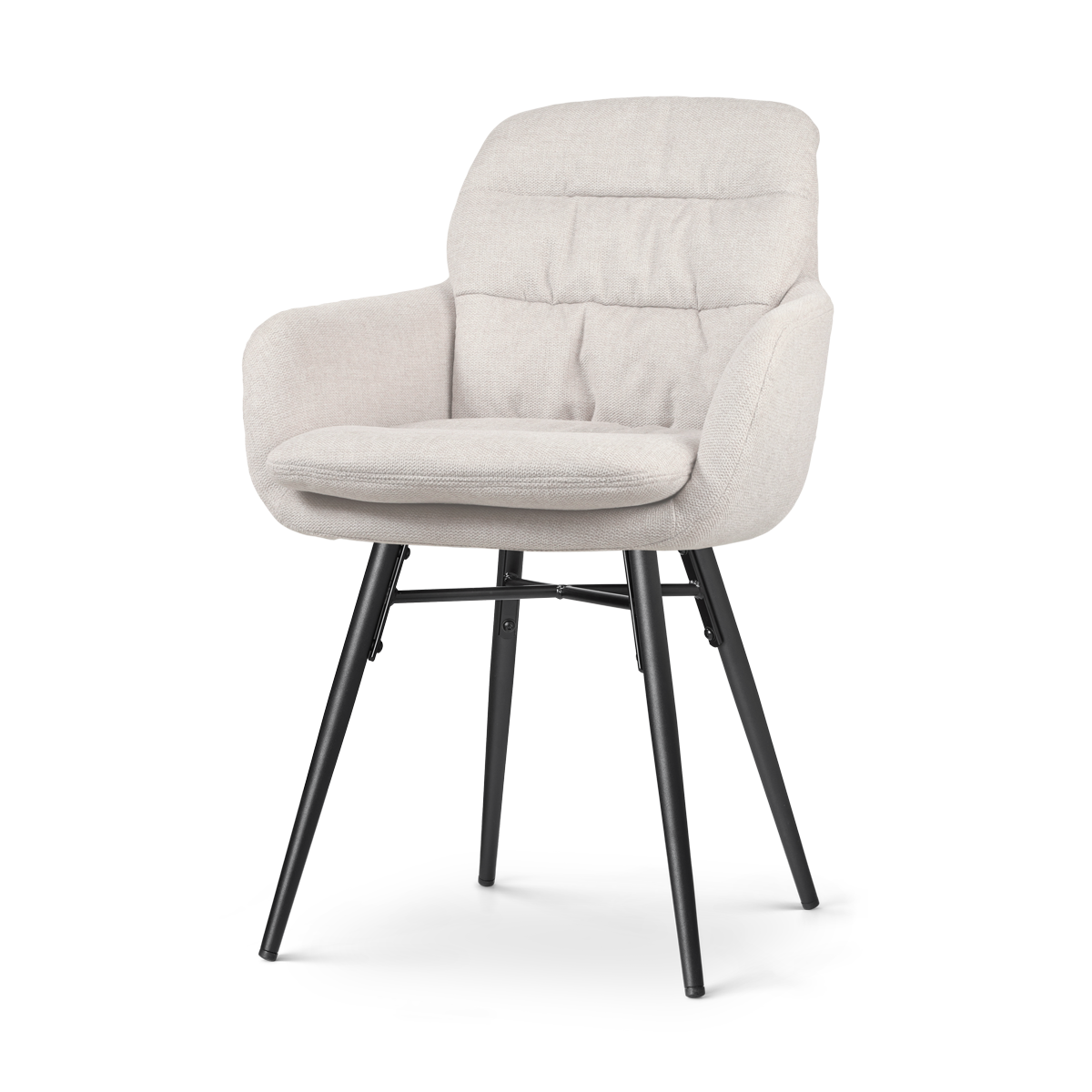 Nena-Mia eetkamerstoel beige - zwart houten onderstel