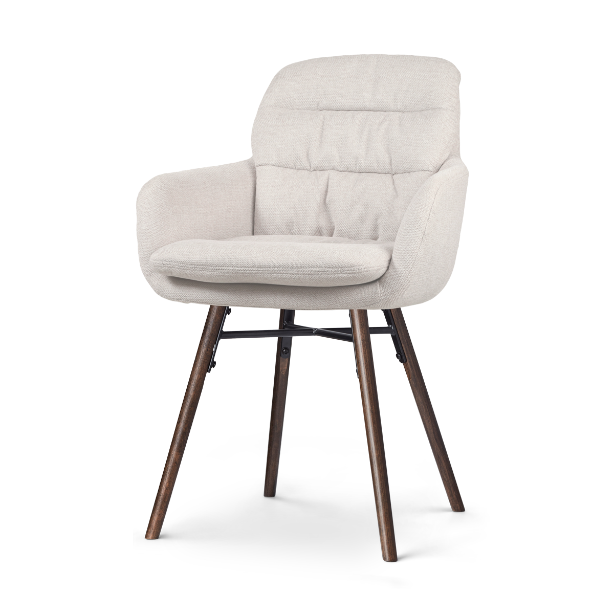 Nena-Mia eetkamerstoel beige - walnoot houten onderstel