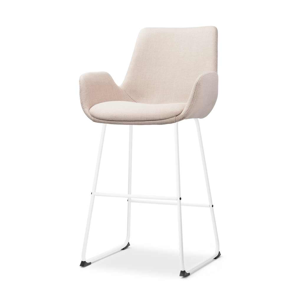 Nino-Eef barkruk beige - wit onderstel - 65 cm