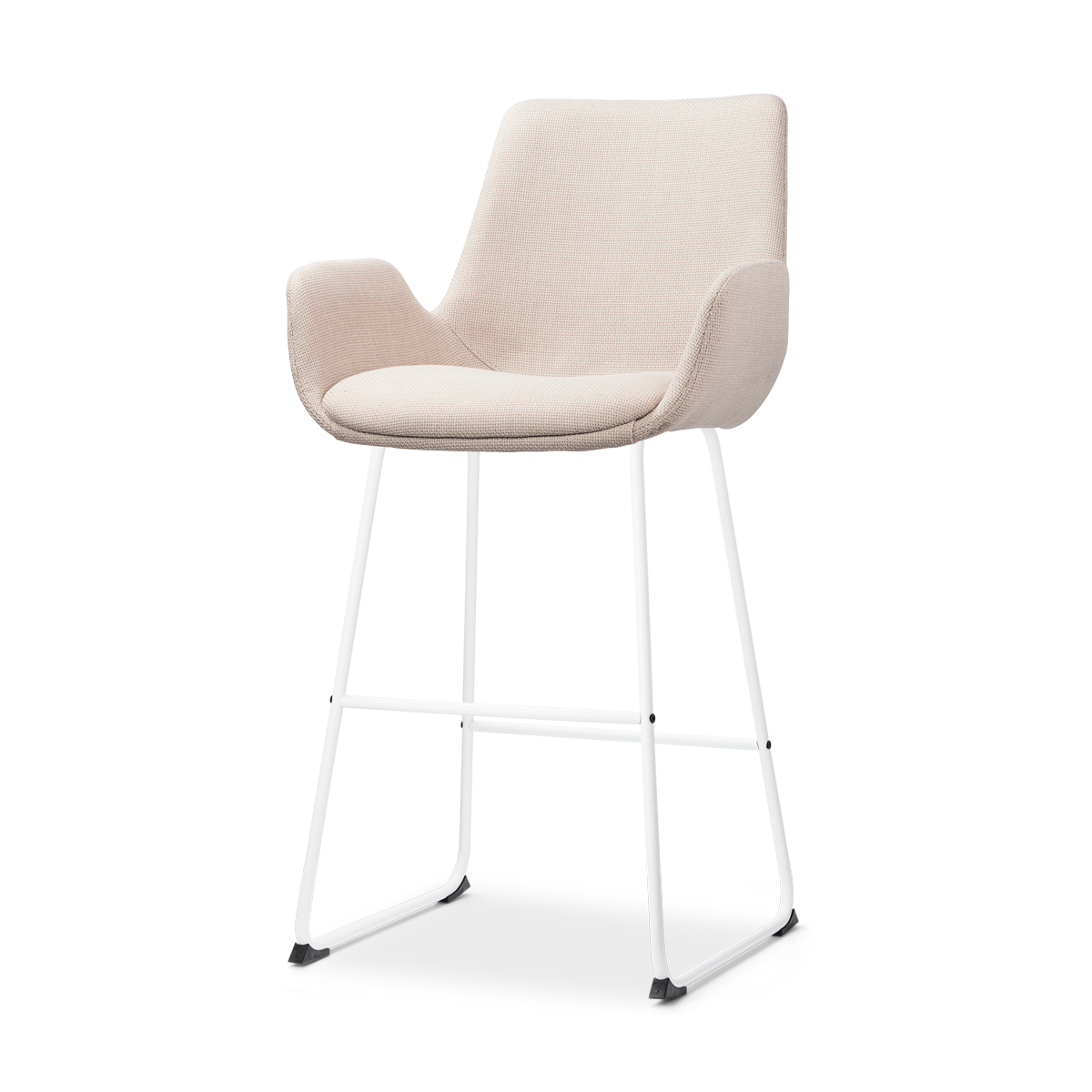 Nino-Eef barkruk beige - wit onderstel - 65 cm