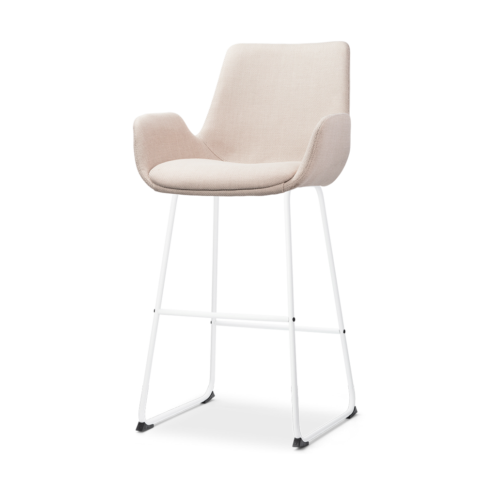 Nino-Eef barkruk beige - wit onderstel - 75 cm