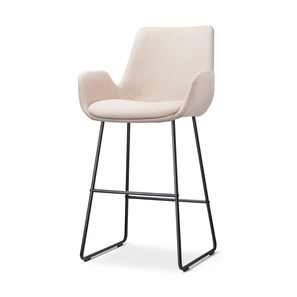 Nino-Eef barkruk beige - zwart onderstel - 65 cm