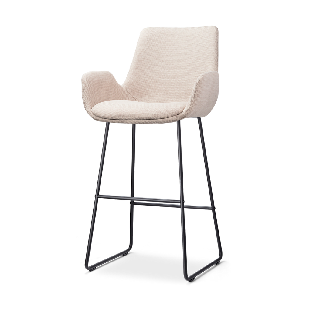 Nino-Eef barkruk beige - zwart onderstel - 75 cm