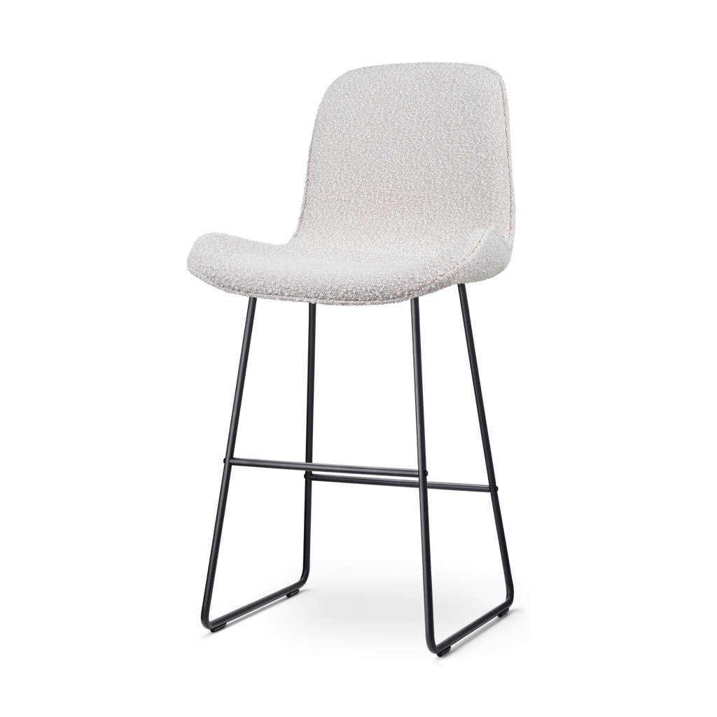 Nino-Fé barkruk bouclé beige - zwart onderstel - 75 cm