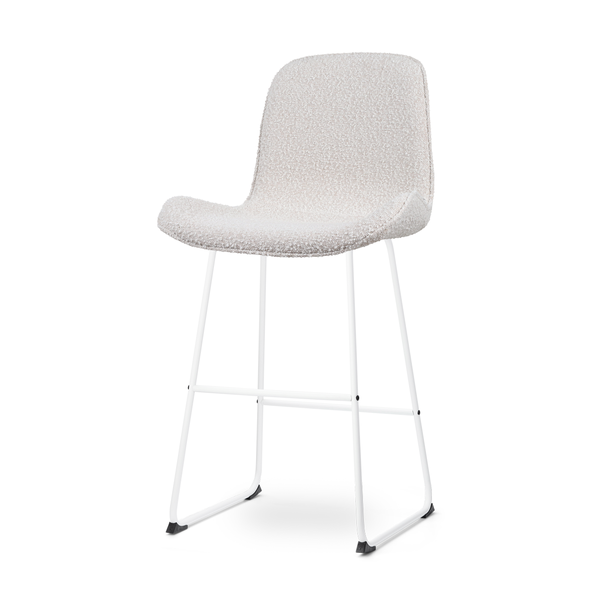 Nino-Fé barkruk bouclé beige - wit onderstel - 75 cm