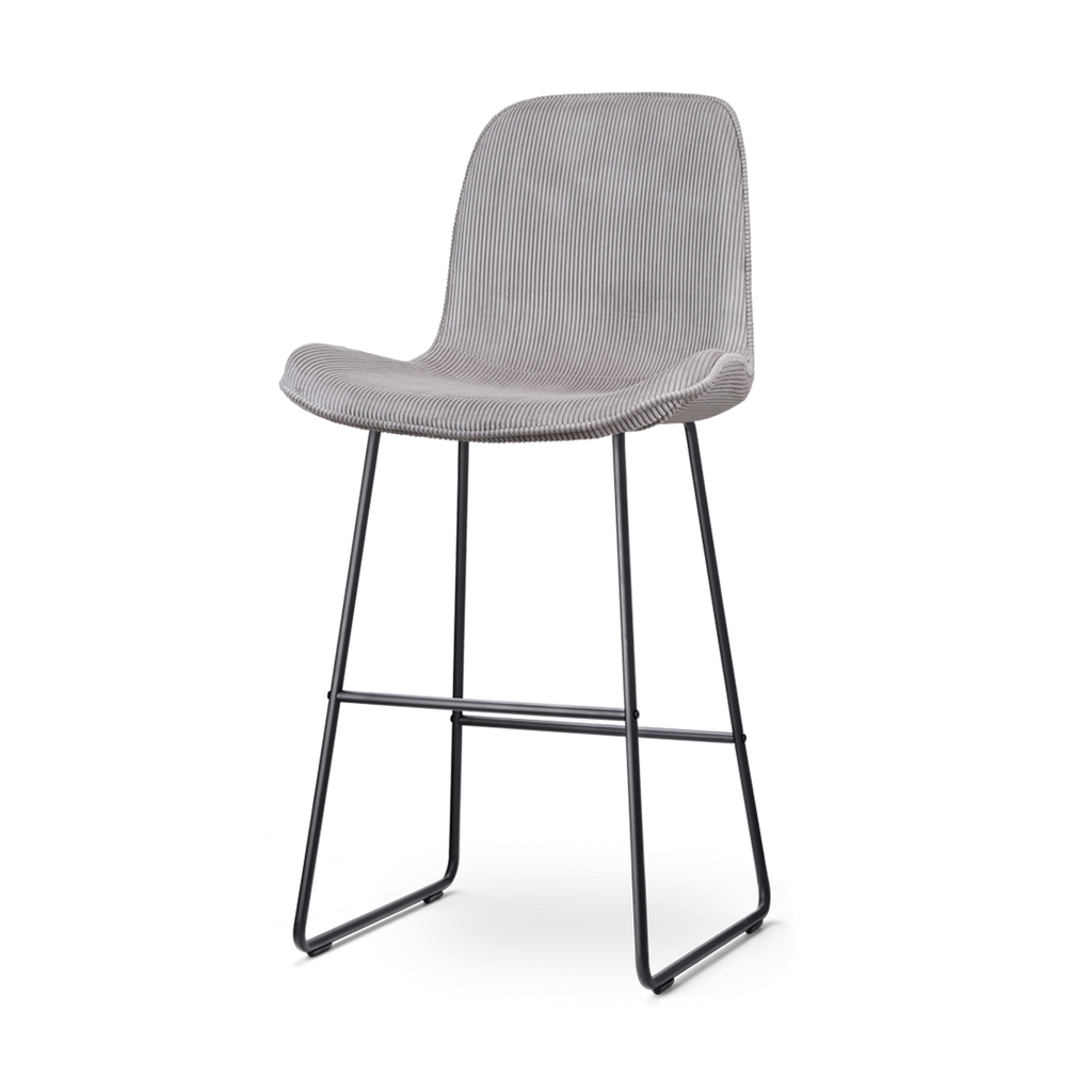 Nino-Fé barkruk rib warm grijs - zwart onderstel - 75 cm