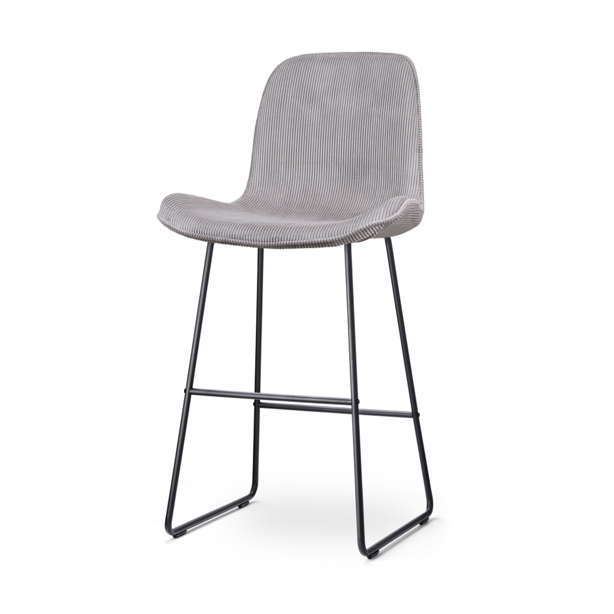 Nino-Fé barkruk rib warm grijs - zwart onderstel - 75 cm