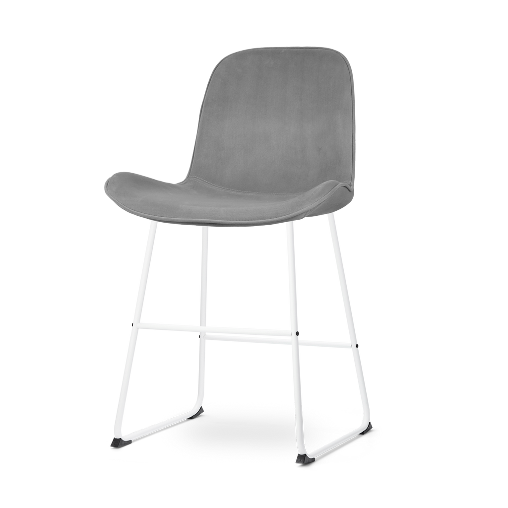 Nino-Fé barkruk velvet grijs - wit onderstel - 65 cm