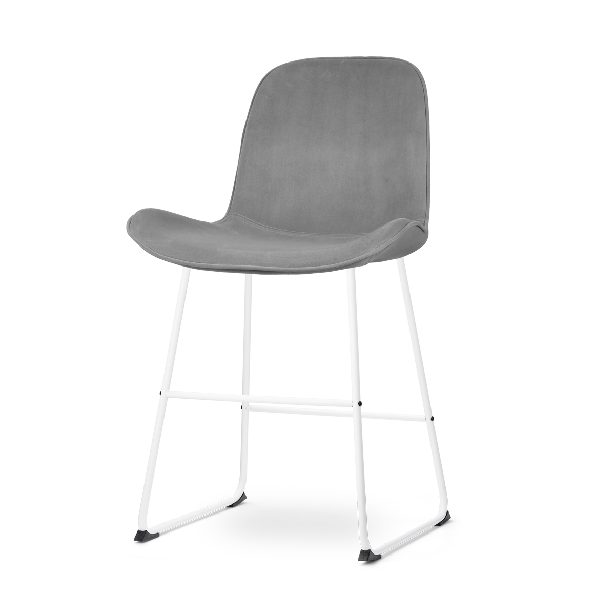 Nino-Fé barkruk velvet grijs - wit onderstel - 65 cm