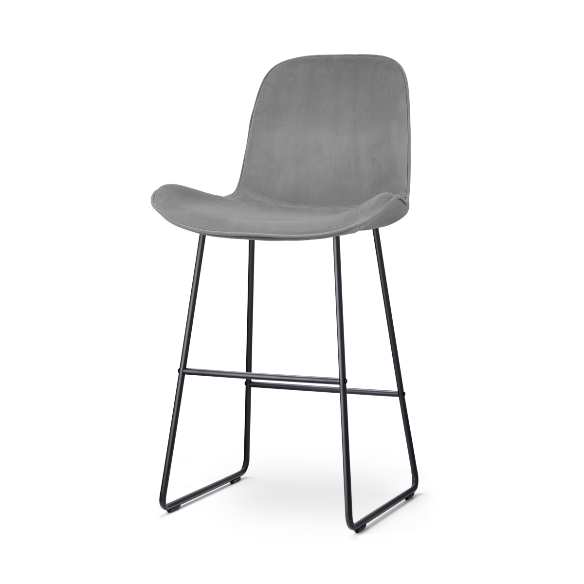 Nino-Fé barkruk velvet grijs - zwart onderstel - 75 cm