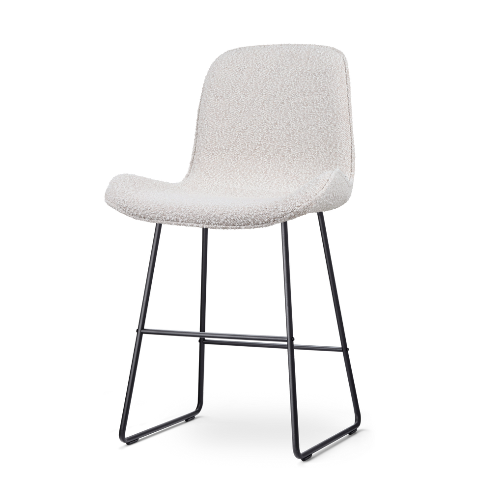 Nino-Fé barkruk bouclé beige - zwart onderstel - 65 cm