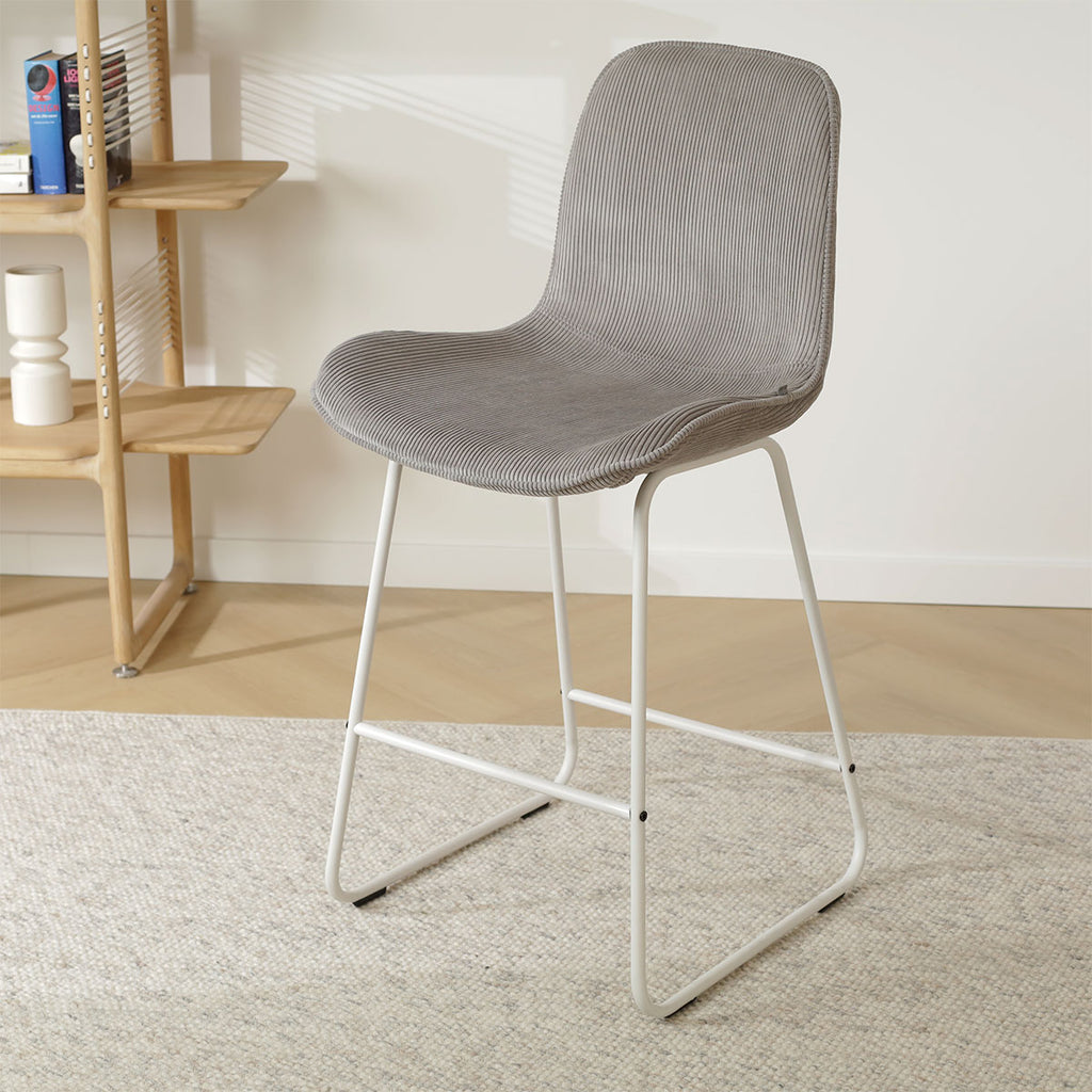 Nino-Fé barkruk rib warm grijs - wit onderstel - 65 cm