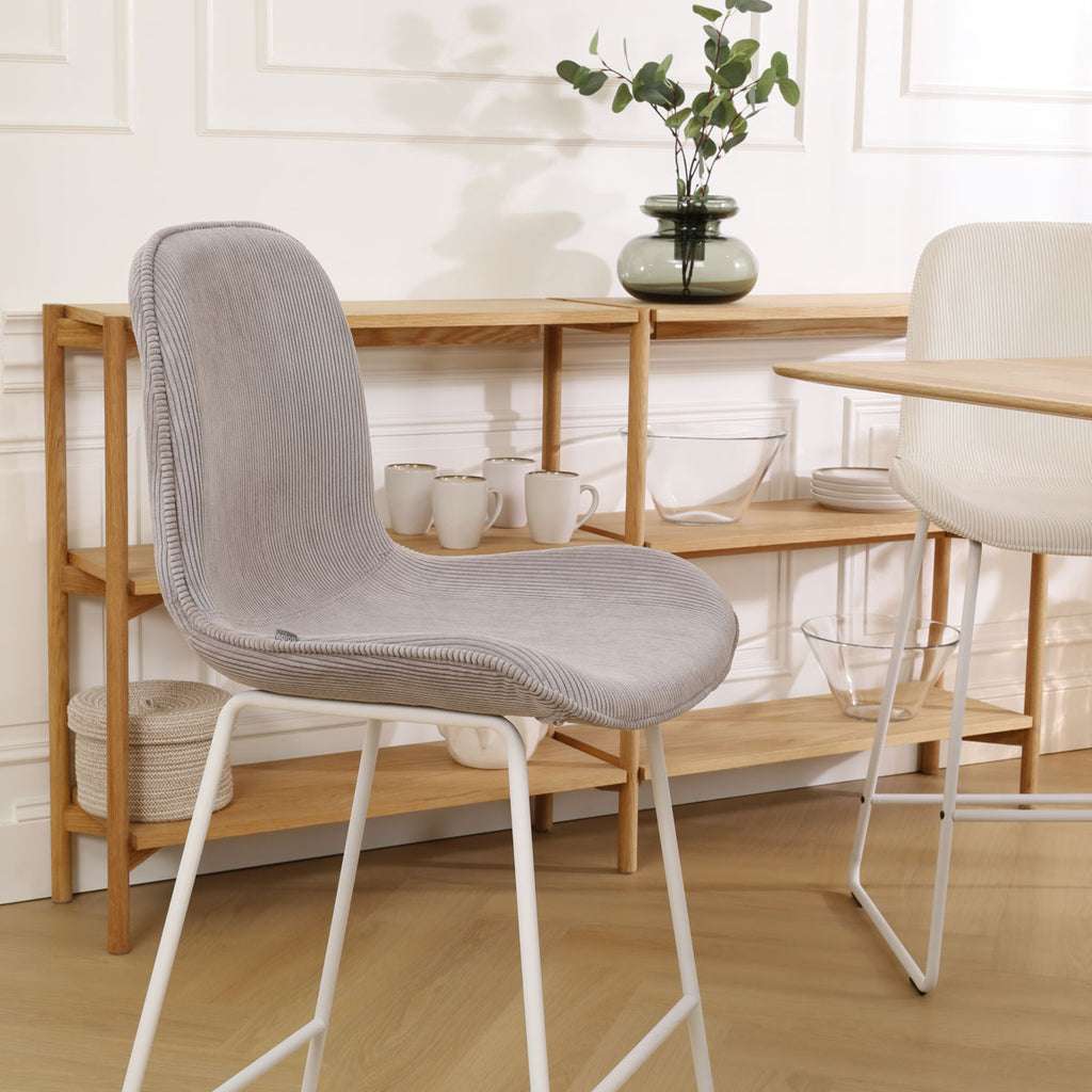 Nino-Fé barkruk rib warm grijs - wit onderstel - 65 cm