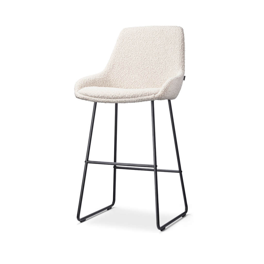 Nino-Isa barkruk bouclé beige - zwart onderstel - 75 cm