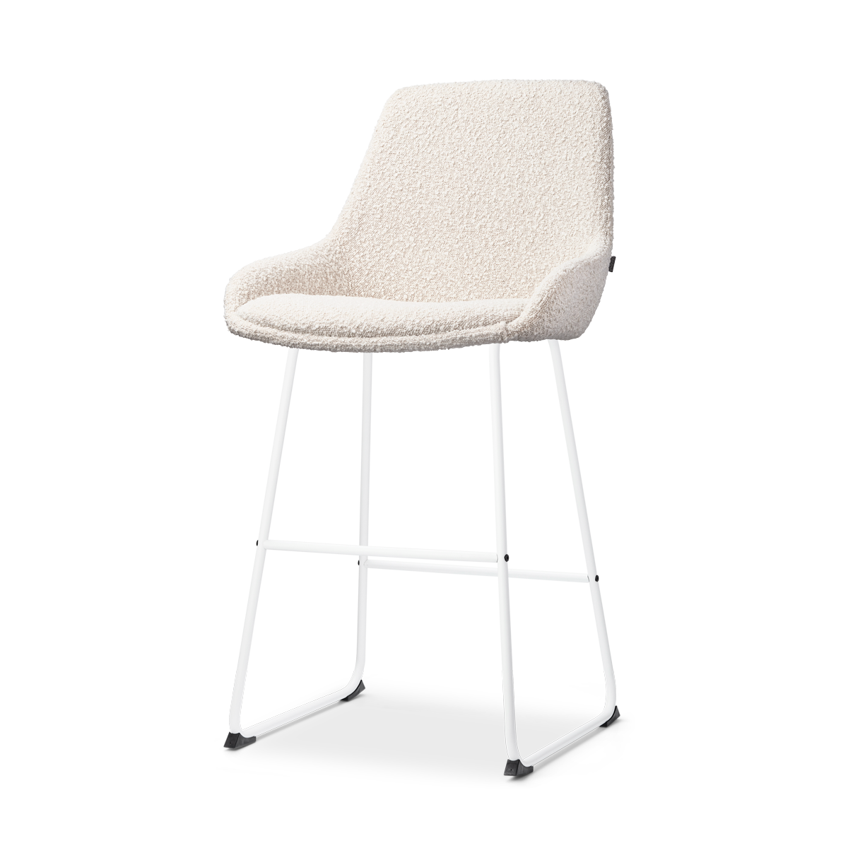 Nino-Isa barkruk bouclé beige - wit onderstel - 65 cm