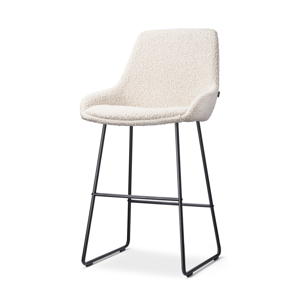 Nino-Isa barkruk bouclé beige - zwart onderstel - 65 cm