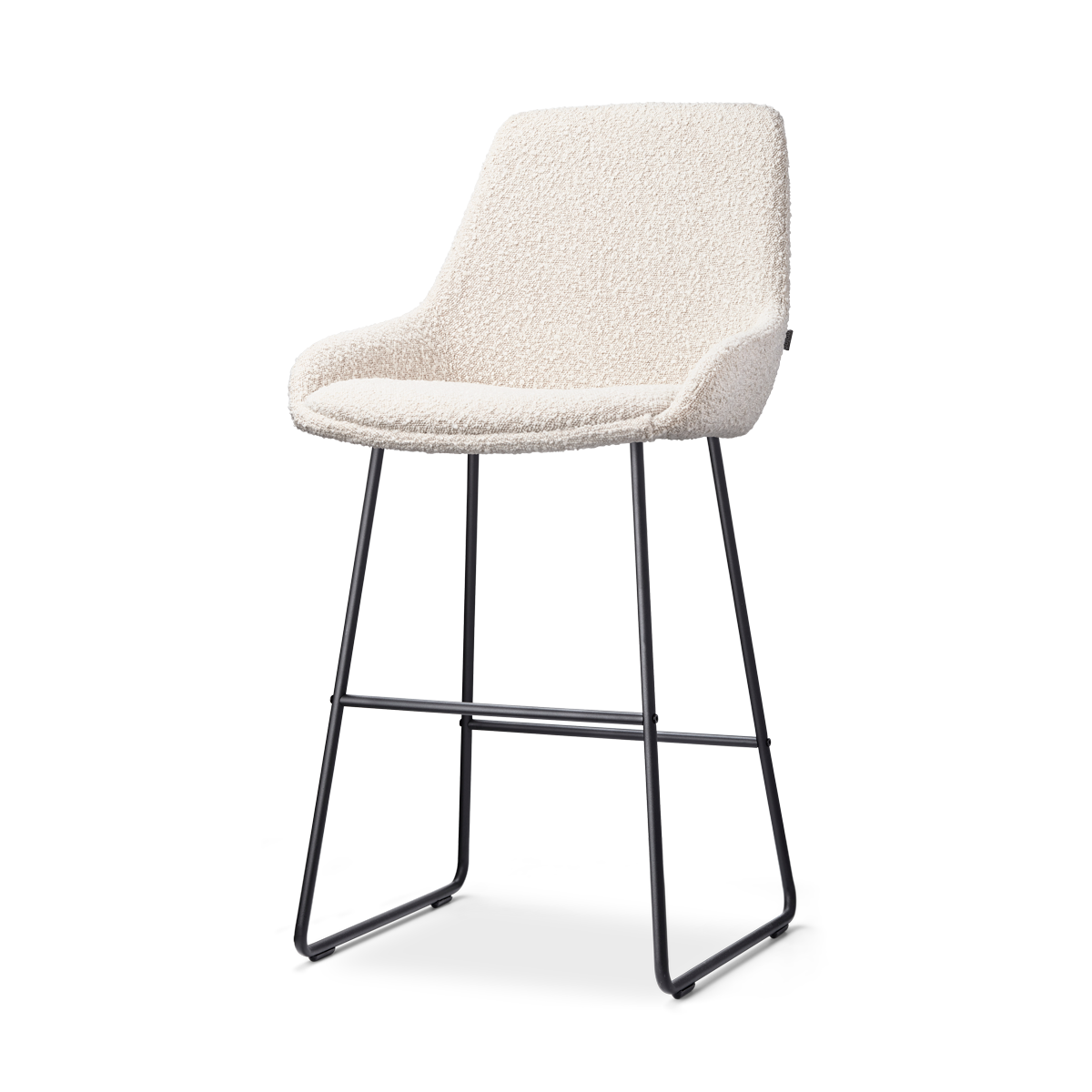 Nino-Isa barkruk bouclé beige - zwart onderstel - 65 cm