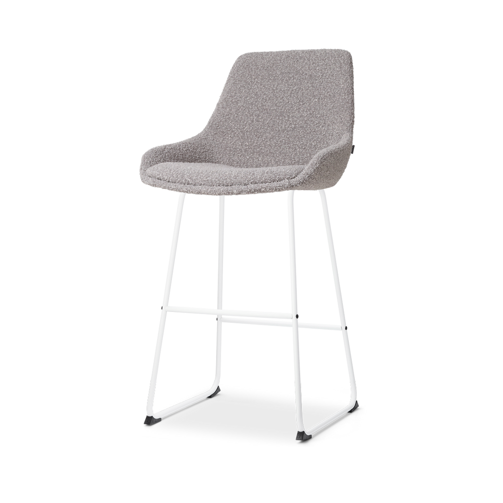 Nino-Isa barkruk bouclé taupe - wit onderstel - 75 cm