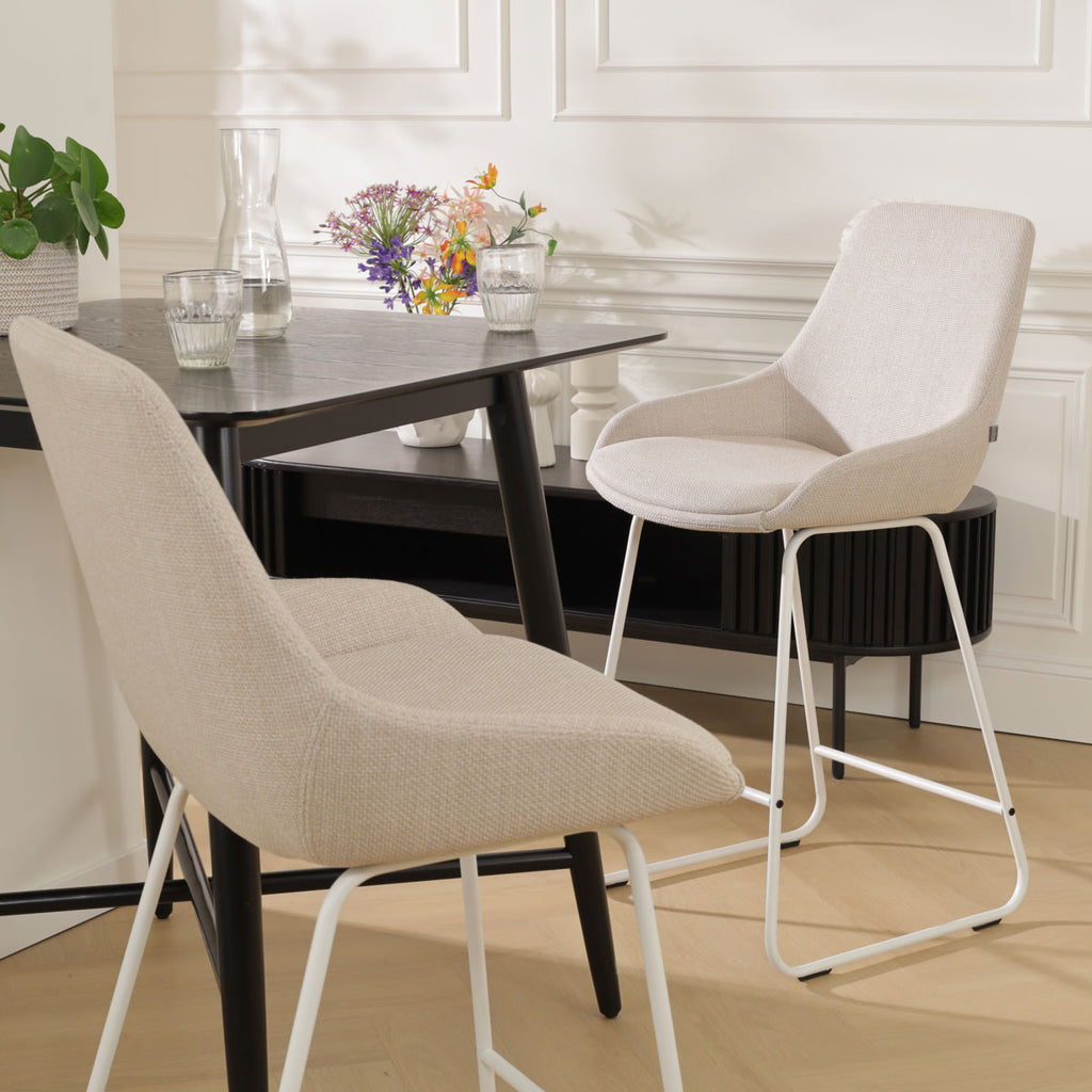 Nino-Isa barkruk beige - wit onderstel - 75 cm