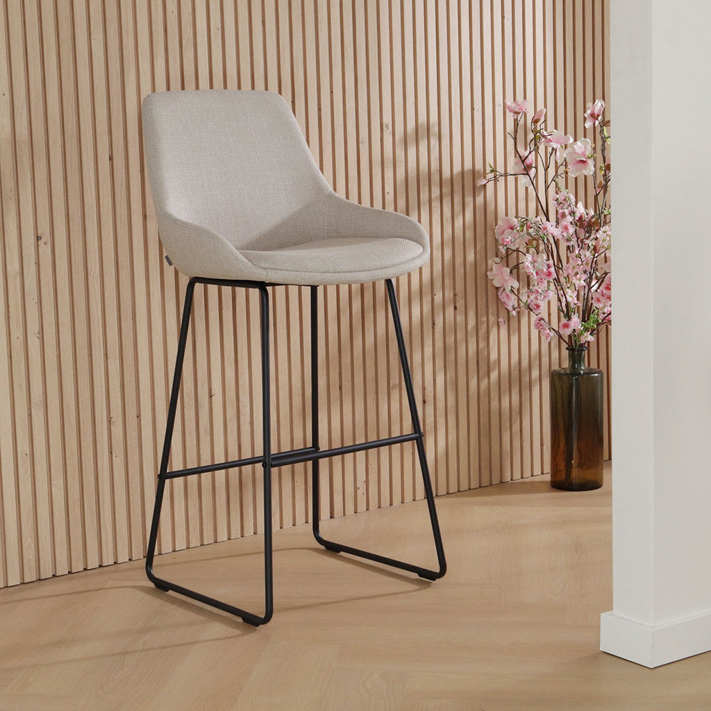 Nino-Isa barkruk beige - zwart onderstel - 75 cm