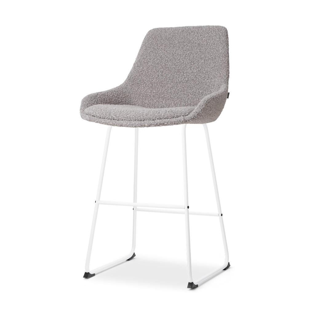 Nino-Isa barkruk bouclé taupe - wit onderstel - 65 cm