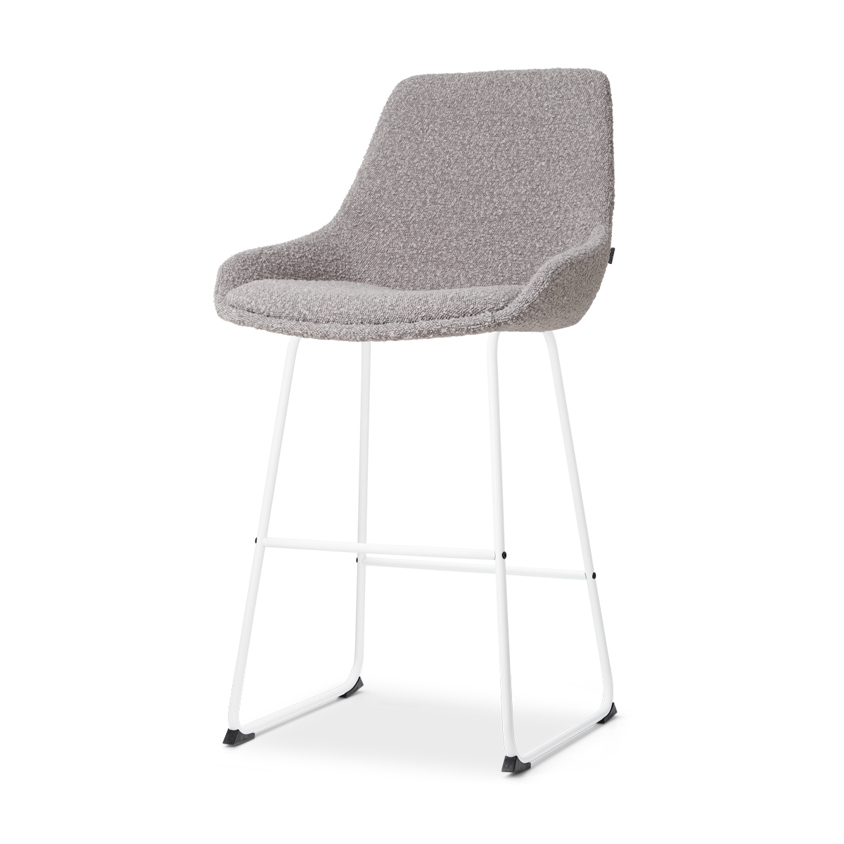 Nino-Isa barkruk bouclé taupe - wit onderstel - 65 cm