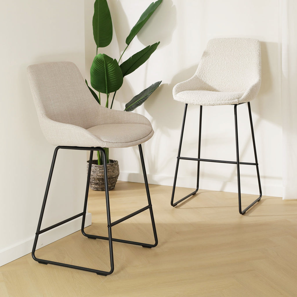 Nino-Isa barkruk beige - zwart onderstel - 75 cm