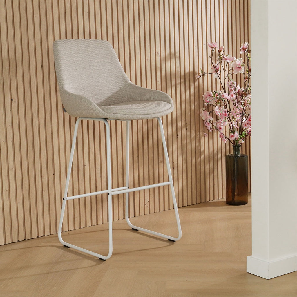 Nino-Isa barkruk beige - wit onderstel - 75 cm