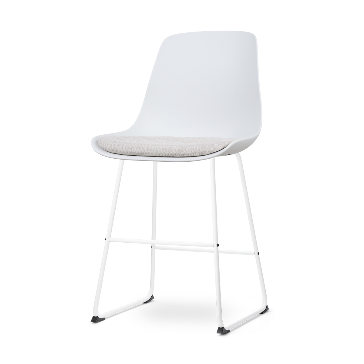 Nino-Liv barkruk wit met beige zitkussen - wit onderstel - 65 cm