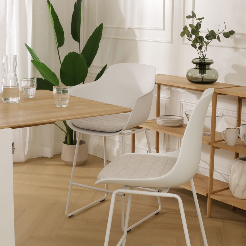 Nino-Liv barkruk wit en beige zitkussen - wit onderstel - 75 cm