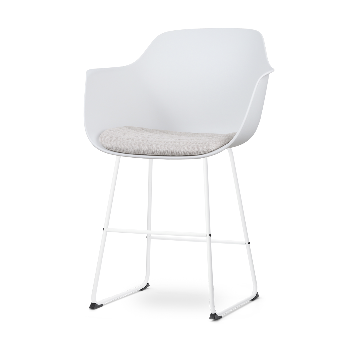 Nino-Liz barkruk wit met beige zitkussen - wit onderstel - 65 cm